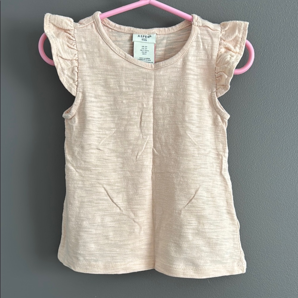 Aspen Kids Salmon Short Sleeve Tee with Ruffled Sleeves